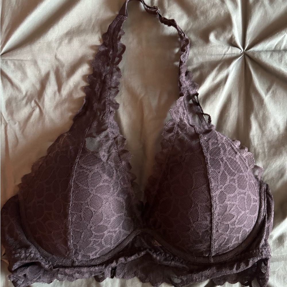 Victoria's Secret Lace Halter Bralette - Black